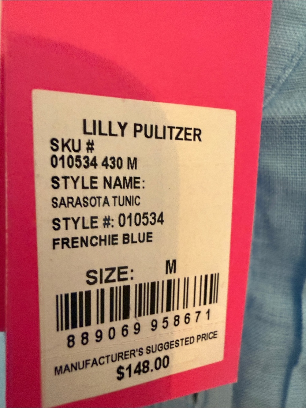 💕NWT Lilly Pulitzer Sarasota Frenchie Blue Linen Pintuck Top - Picture 5 of 7